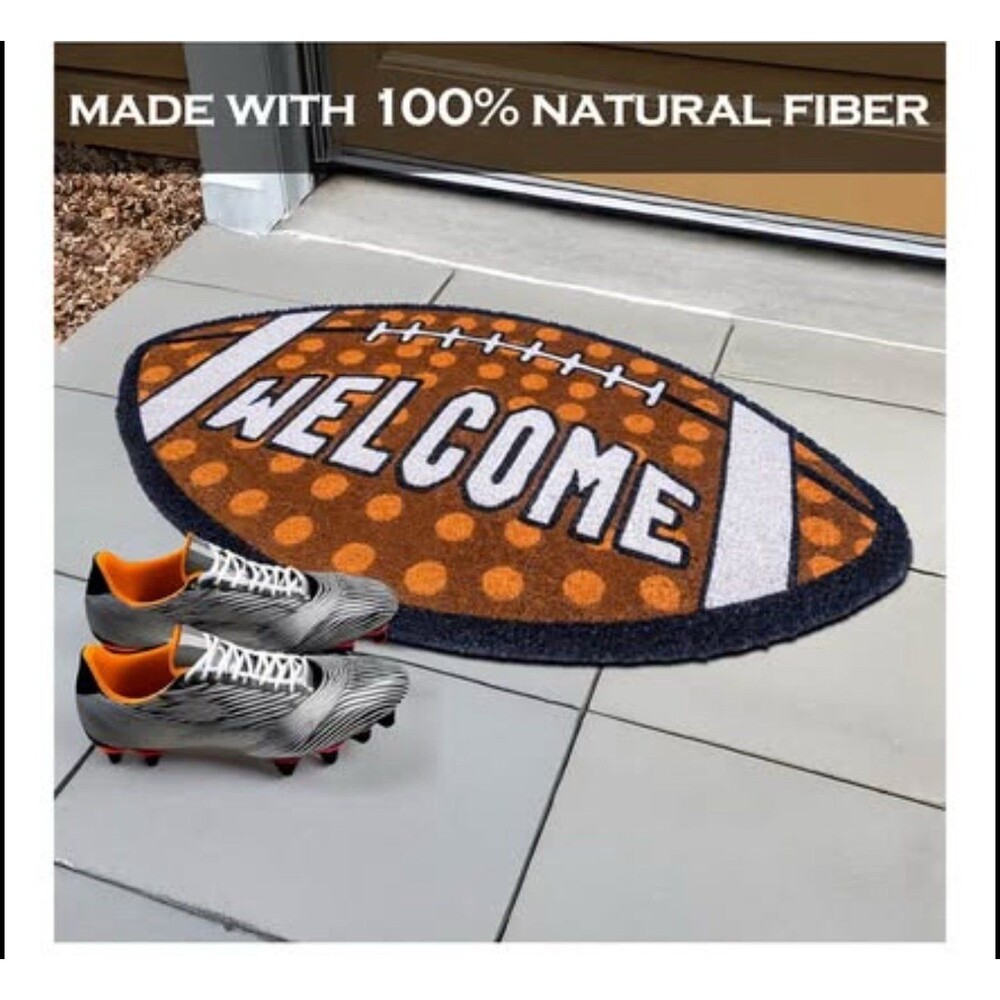 Football Door Mat 30x17 Inch, Football Welcome Mat for Covered Outdoor Area